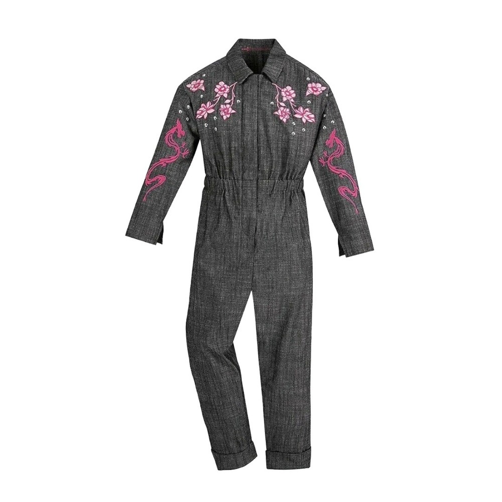 Disney Mulan Girls Embroidered Denim Jumpsuit Romper Playsuit Princess 9 10